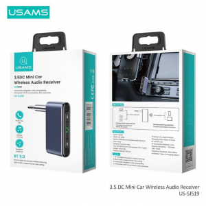 Bluetooth ресивер Usams US-SJ519 3.5DC Mini Car Wireless Audio Receiver BT5.0 Grey new