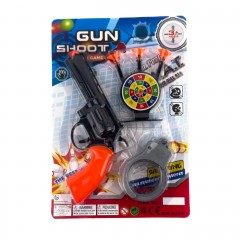 Дитячий пістолет 6788-12 з мішенью та наручниками кулі-присоски 19 см чорний з помаранчевим