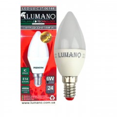 Лампа світлодіодна LED Lumano ДС C37 E14 6W 4000K 540Lm 06144 нейтральне біле