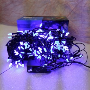 Світлодіодна гірлянда-нитка чорний дріт 400 LED Xmas матова 16.5 м 8 режимів синій
