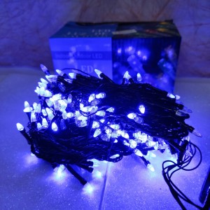 Світлодіодна гірлянда-нитка чорний дріт 300 LED Xmas конічна 13.5 м 8 режимів синій