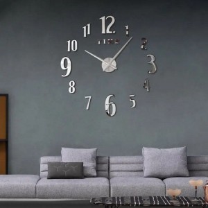 Годинник настінний Horloge 3D діаметр 90 см сріблястий