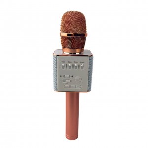 Мікрофон динамічний бездротовий Q9 для караоке Bluetooth в кейсі золотистий з білим