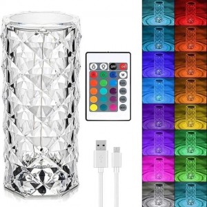 Нічник настільна лампа Crystal Rose Ambience з пультом 19.5 см RGB