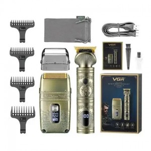 Тример для стрижки волосся електробритва VGR V-649 Professional Care Kit USB золотистий