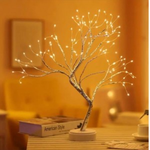 Нічник світлодіодний Дерево Бонсай Silver 50 см теплий білий