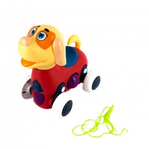 Іграшка-каталка Песик зі шнурочком світлові та звукові ефекти 19 см червоний