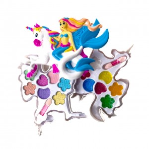 Набір дитячої декоративної косметики Єдиноріг з русалкою 14059B з 2 секціями білий з блакитним