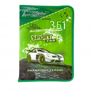 Папка для зошитів А4 KIDIS Sport Car на блискавці пластик зелений