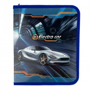 Папка для зошитів В5 KIDIS Electro Car на блискавці картон синій