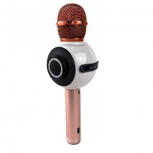 Мікрофон динамічний бездротовий WSTER WS-878 для караоке LED Bluetooth золотистий з білим