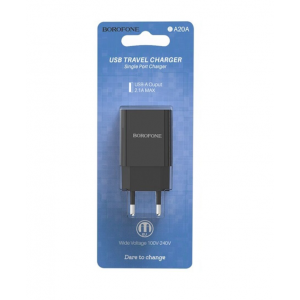 / Мережевий зарядний пристрій BOROFONE BA20A Sharp single port charger Black new