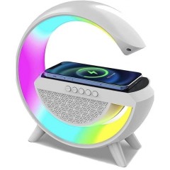 Колонка портативна Smart BT2301 бездротова зарядка Bluetooth LED білий