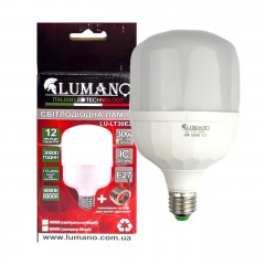 Лампа світлодіодна LED Lumano T100 E27 30W 6000K 2700Lm LT30E27 з перехідником Е40 холодний білий