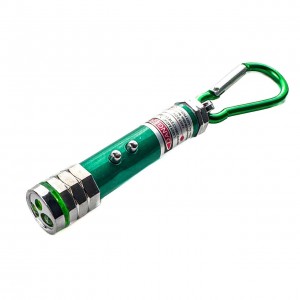 Лазерна указка брелок з ліхтарем 45-240 на батарейказ мікс кольорів