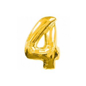 Шарик Цифра "4" (75 см) цвет золото в индивидуальной упаковке