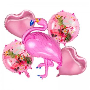 Шарики фольгированные розовые «Набор из 5 шт Фламинго» на День рожденье