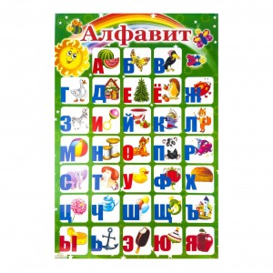 Плакат учнівський Алфавіт російський 45 х 60 см з малюнками