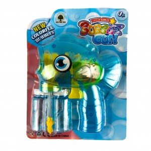 Іграшка-генератор мильних бульбашок Рибка JNH843 зі світловими ефектами 15 см блакитний