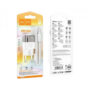 Мережевий зарядний пристрій HOCO C125A Transparent tribute single-port PD20W charger set(Type-C to Type-C) Transparent Black new