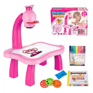 Дитячий стіл-проектор для малювання Принцеса Projector Painting LED підсвічування рожевий