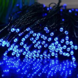 Світлодіодна гірлянда-нитка чорний дріт 120 LED Euro Led вулична синій