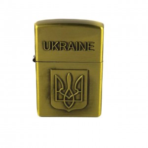 Запальничка бензинова Україна 2-151 кремнієвий підпал метал золотистий