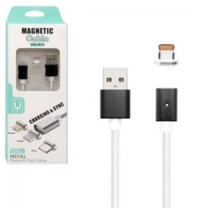 Кабель USB/Apple Lightning DM-M12 магнітний 2 А 1 м білий