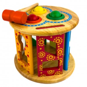 Ігровий набір сортер-стукалка Wood Toys дерево 10 фігур різнобарвний
