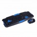 Комплект: Бездротова ігрова клавіатура і миша Keybord HK-8100, 1600 DPI, чорний