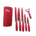 Професійний набір кухонних ножів Zepline ZP-046 з підставкою 7 предметів, червоний