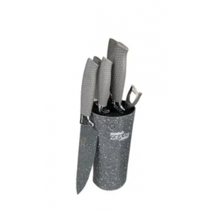 Набір ножів з підставкою Zepline ZP-046 нержавіюча сталь 6 штук сірий