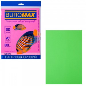 Бумага "BuroMAX" А4 80г/м2 (20л) BM2721520-04 неон. зел. **