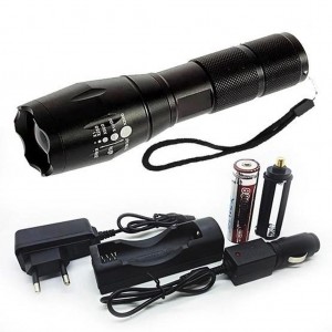 Ліхтар-ручний акумуляторний Bailong BL-1831-T6 з кліпсою та ремінцем чорний