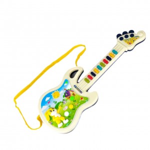 Іграшкова гітара зі світловими та звуковими ефектами 45 см білий
