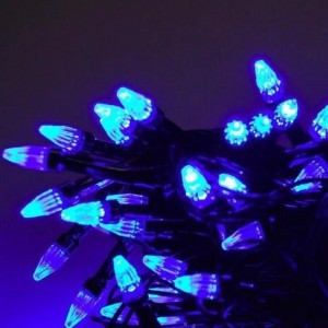Світлодіодна гірлянда-нитка чорний дріт 400 LED SOFI свічка матова 30 м синій